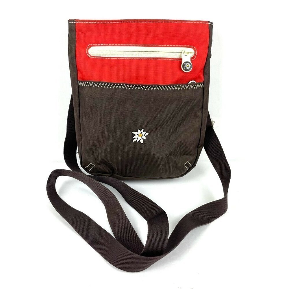 Sherpani Prima Crossbody Bag Brown Red Nylon Anti Theft Travel Handbag Purse‎